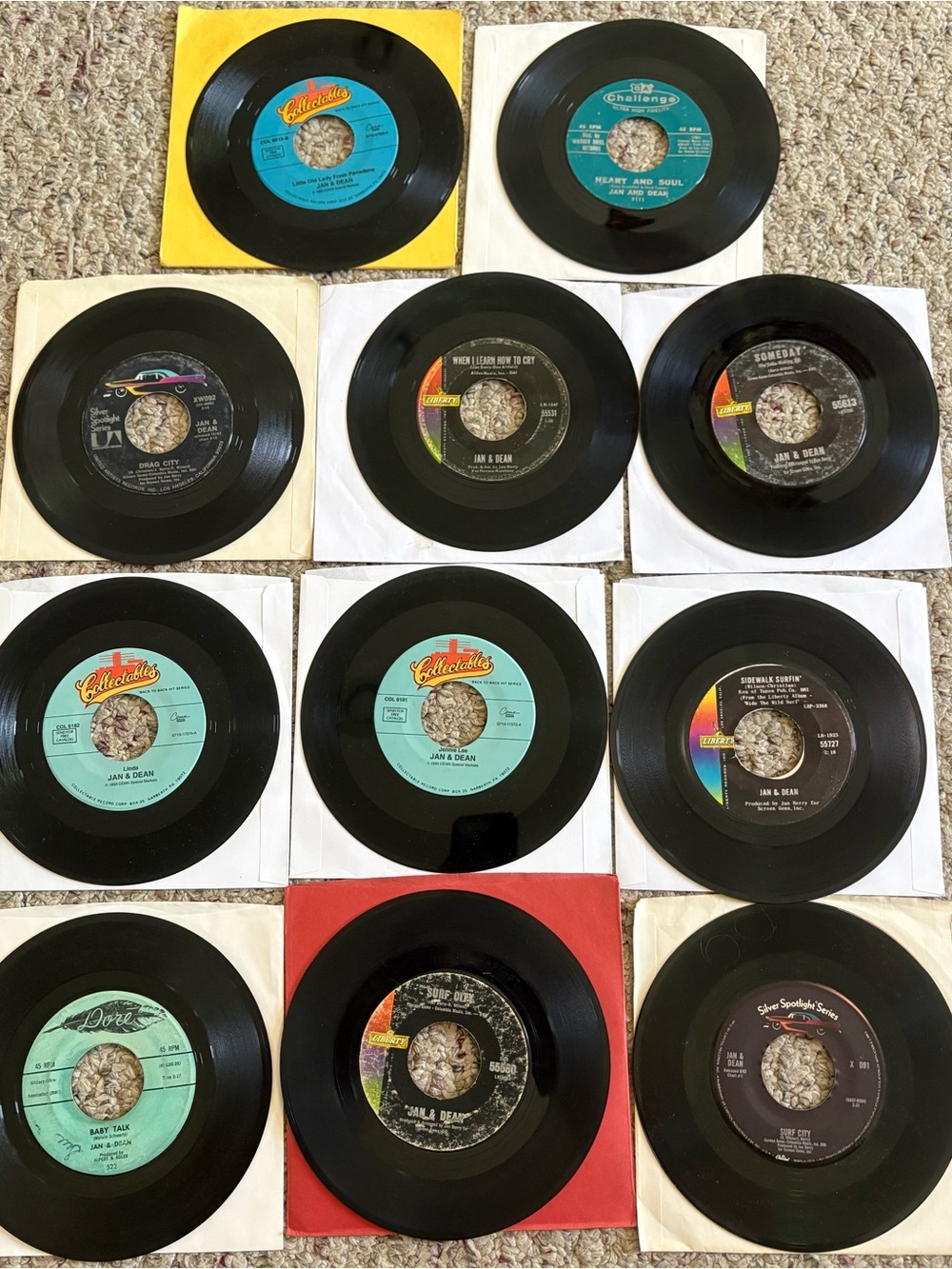 Lot Of 11 Jan & Dean Surf 45 RPM Vinyl Records Dead Mans Curve 60s VG